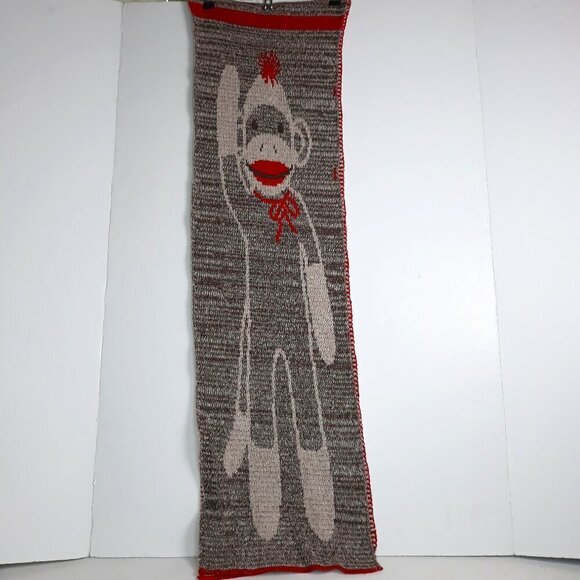 Green 3 Apparel Recycled Cotton Sock Monkey Scarf Long Novelty Whimsical 9.5x76 - Picture 1 of 8
